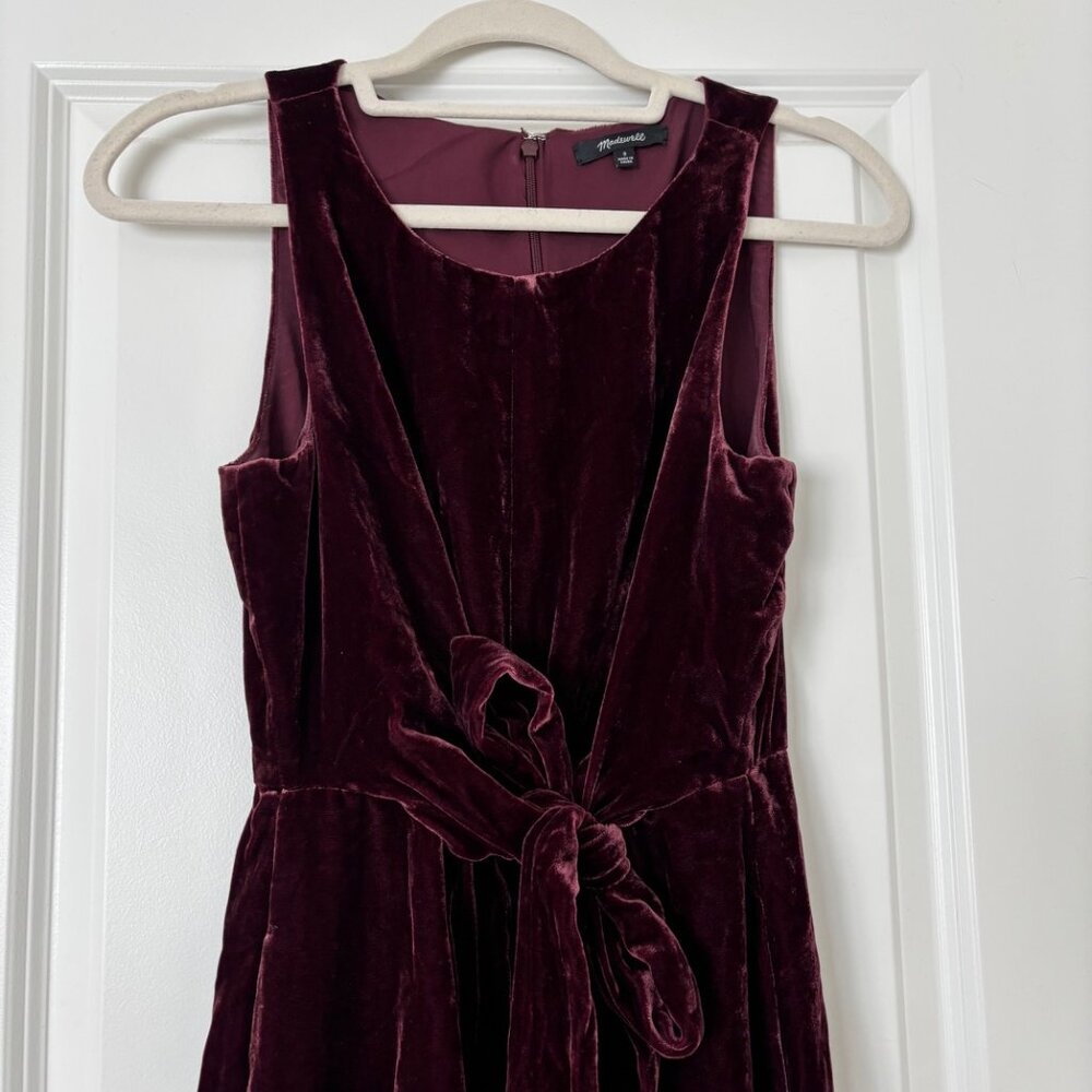 Madewell Velvet Twist-Front Jumpsuit - Size 0 - Rich Burgundy EUC